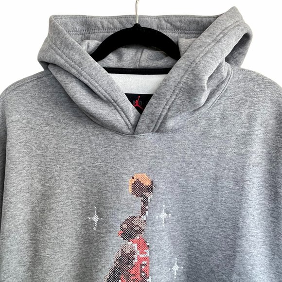 Nike Jordan Jumpman Essential Graphic Fleece Pullover Hoodie Grey - Picture 4 of 13